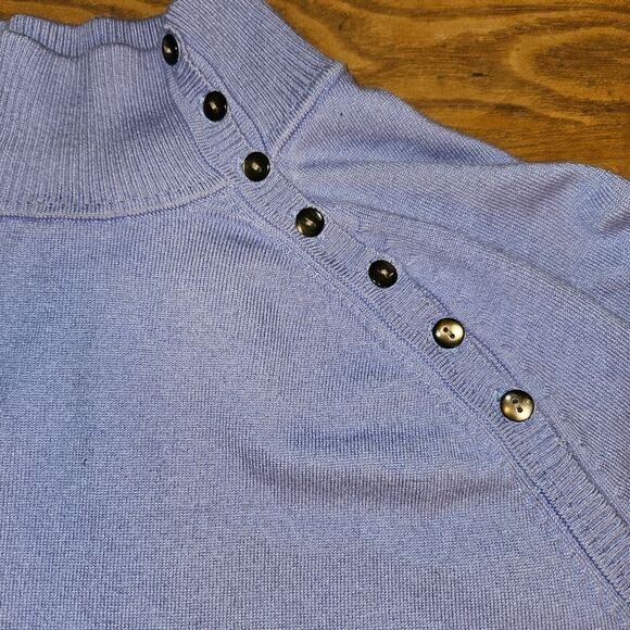 Anne Klein Women's Size L Silk Nylon Cashmere Sweater L | Sparkly Button Detail - Picture 5 of 7